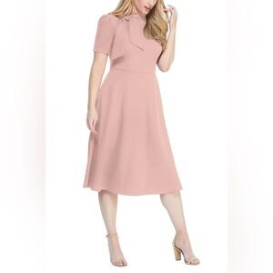 Maggy London Short Sleeve Pink Midi Dress